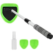 HandReed Car Window Cleaner – 24Inch Windshield Cleaning Tool with Spray Bottle, Microfiber Bonnets – Extendable Car Washer Kit with Long Soft Sponge Handle